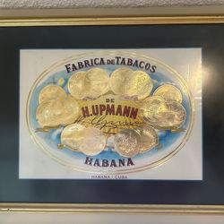 2 Framed Cuban Cigar Box Labels 