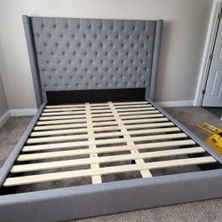 King Size Bed Frame + Headboard + Saatva Mattress 