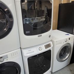 Maytag Front Loading Washer And Stackable Gas Dryer Set 