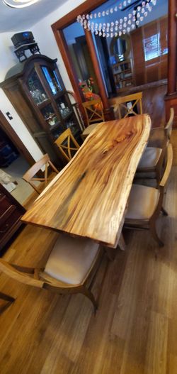 Beautiful Live Thick Edge Single Slab Dining Table