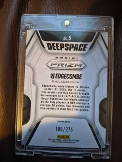 RARE NUMBERED VJ Edgecombe 2025-26 Panini Prizm Deep Space #5 185 /275