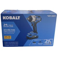 KOBALT 24V 1/2" Brushless Impact Wrench w/ Battery & Charger (KIW 4024A-03) NEW