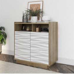 Accent Cabinet, Natural with Faux Wave Door Fronts