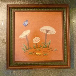 Vintage Mushroom Butterfly Art