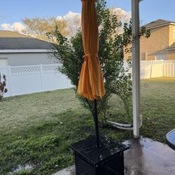 Patio Side Table, Umbrella, & Weight set