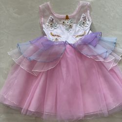 Unicorn Girl Dress Birthday- Dress Up Size 4-6