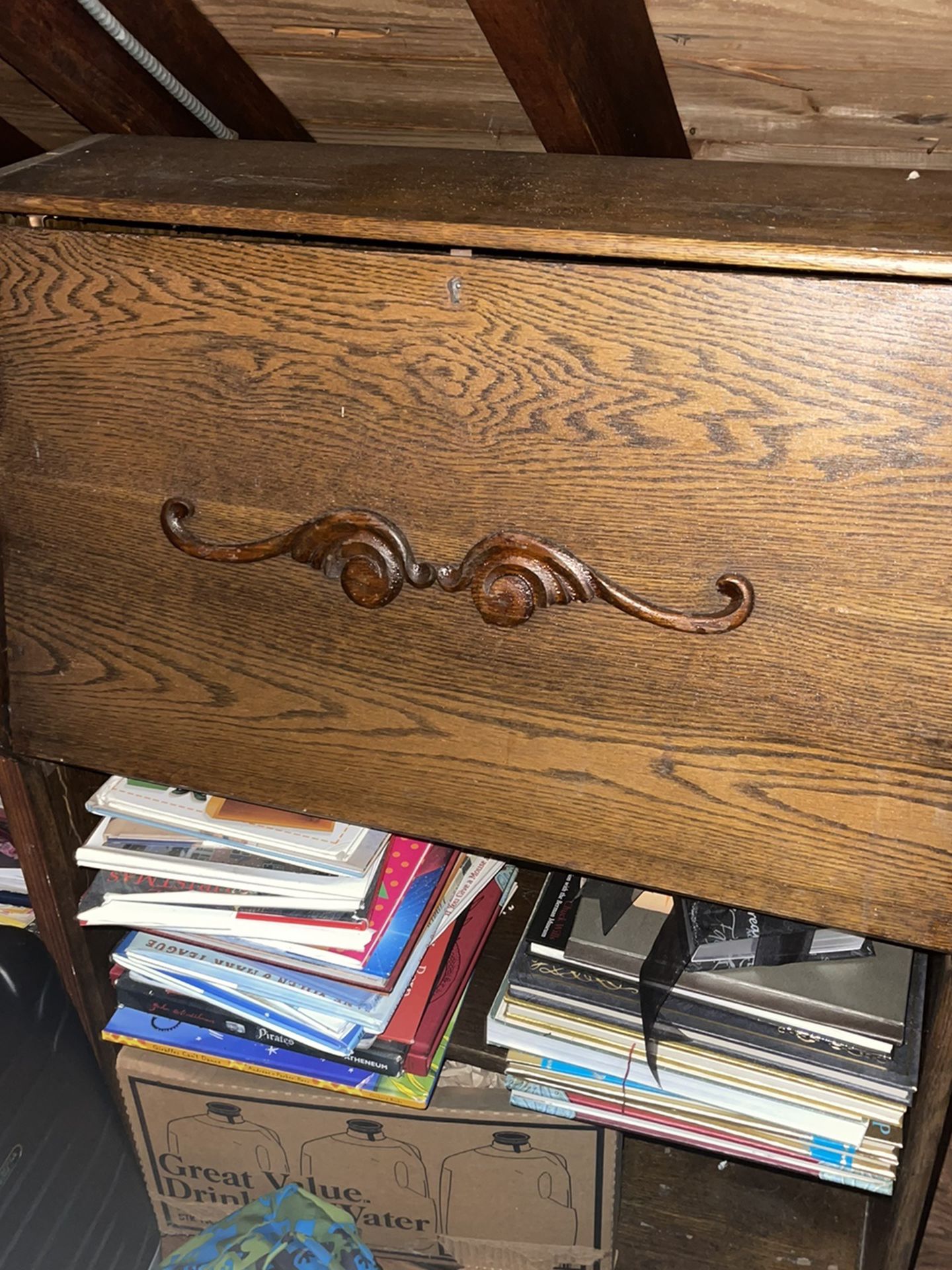 Assorted Antique Furniture Pieces Bench Desk Cabinet