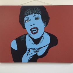 Large Original Oil Pop Art Painting Woman Canvas Bright Colors Red Blue Warhol style