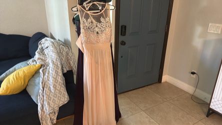 soft peach / blush peach long dress