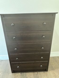 5-Drawer Tall Dresser Dark Brown