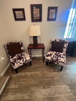 Cowhide Print Accent Chairs Set of 2