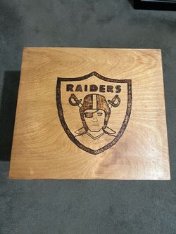 Las Vegas Raiders engraved logo small wooden end table