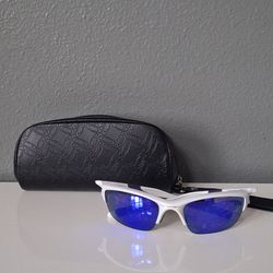 Oakley Fast Jacket 2.0 White Blue Iridium Polarized Sport Sunglasses OO9144