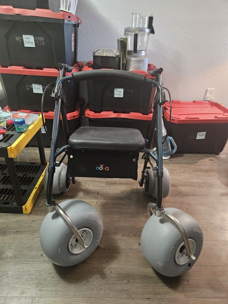 Beach walker with seat and storage ~ Nova Beach Mobility Walker