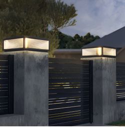 Set Of 4 Modern Outdoor Post Lights Fence Pillar Light Deck Post Lights Waterproof