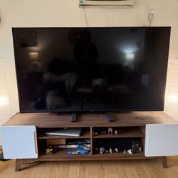 📺 70” Mid-Century Modern TV Stand – Walnut / White