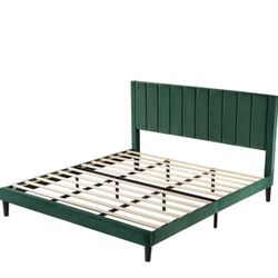  King Green Velvet Bed Frame 