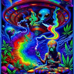 Trance State Lucid Lotus Neon Meditation Radiance Wall Tapestry 30"× 23"