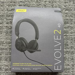New - Jabra Evolve2 40 UC Wired Headphones, USB-A, Stereo, Black – Telework Headset for Calls and Music, Passive Noise Cancelling 