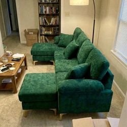 Green Velvet Sectional Sofa
