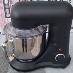 Beautiful 5.3 Qt Stand Mixer, Black Sesame with Flat Beater, Dough Hook, Balloon Whisk