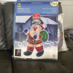 20 Inch Lighted  Santa Sculpture