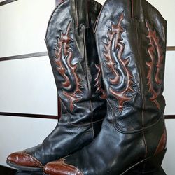 Leather Italian Made Western Cowboy Boots Women's 6.5 (37)