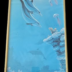 Dolphins Under The Sea Framed Lithograph