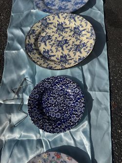 Blue and White Floral Ceramic Plates