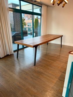 Crate and barrel teak Lakin table 96-106”