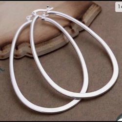 925 Sterling Silver Large Flat Earrings 