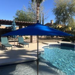 9' Oct Monterey Crank Auto Tilt Market Umbrella Blue umbrella 