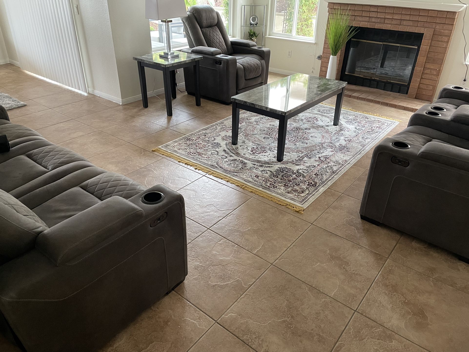 A Complete Power Reclining Living Room Set With Tables