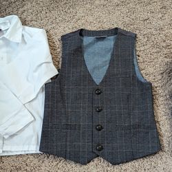 Boys 4t Vest And White Dress Shirt