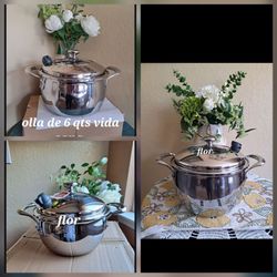 JUEGO DE CALDERO DE 7 QT CACEROLA HONDA DE 6 QT Y OLLA DE 4 QT DE ACERO INOXIDABLE 5-PLY VIDA SANA PRINCESS HOUSE 🌷⚘️