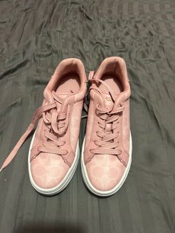 Coach High Line CBT39 Powder Pink Signature Sneakers Size 7.5