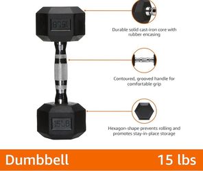 Rubber Hex Dumbbell Hand Weight 15LB one pairs
