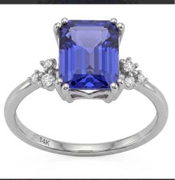 14kt white gold 2.45ctw Tanzanite with natural diamonds ring
