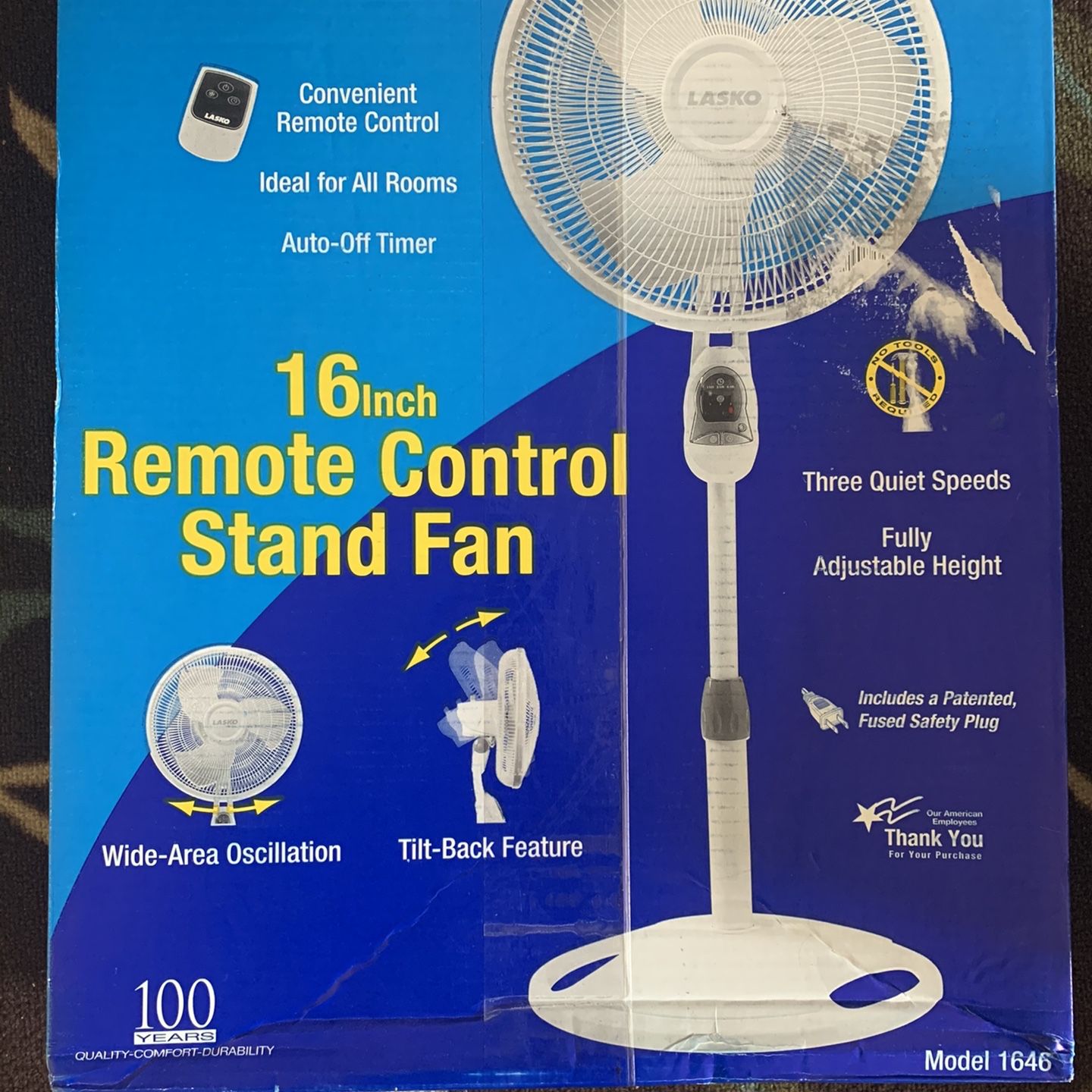 Lasko Remote Control Stand Fan 