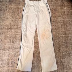 Sz 32 Men Russell Athletic White Baseball Pants with Navy Stripe