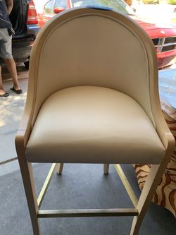 Beige Faux Leather Barstool