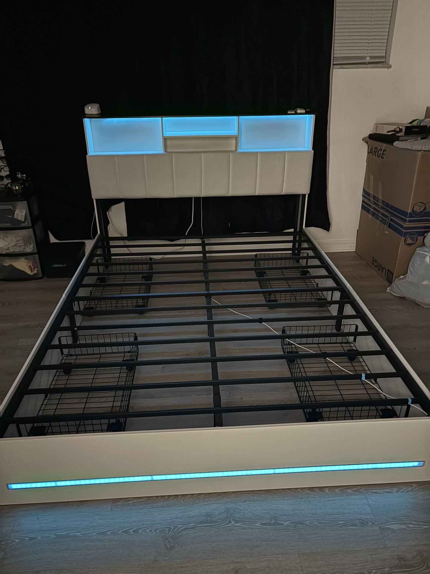 Queen size Bed Frame With LED Lights