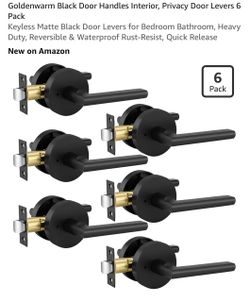 Goldenwarm Matte Black Door Lever Handles 6 Pack