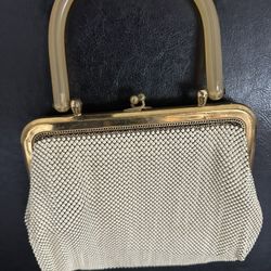 Art Deco Whiting & Davis Creamy White Mesh Bakelite Handle Satin lined Evening Bag 1930's,