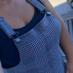 Black & White Striped Overall Dress Perfect Length Straps Adjustable Ask About My Bags $50