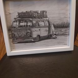 Framed VW Drawing  Picture