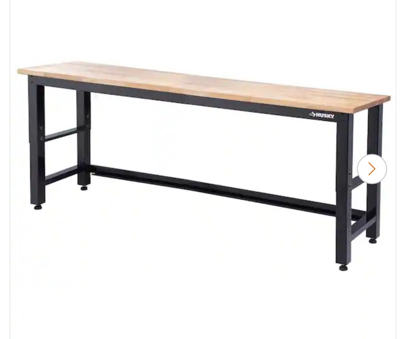 8 ft. Adjustable Height Solid Wood Top Workbench in Black for Ready to Assemble Steel Garage Storage System