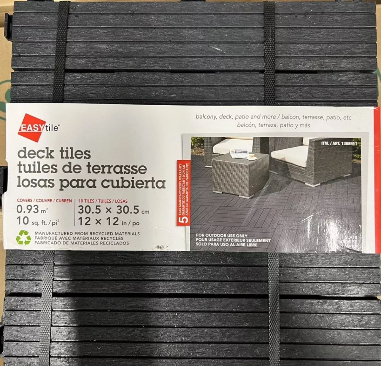 Easy Tile Cosmo Deck Tiles 12 x 12 Slate (Pack of 10) We have 8 packs.
