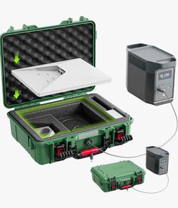 Starlink Mini Case, IP67 Waterproof Hard Shell with DC Port, Green Protective Storage for Dish Accessories | Portable Carrying Design | Camping, RV an