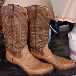 (The Sanders) Vintage Leather Boots Men's Size 8aa Or For Women 10aa